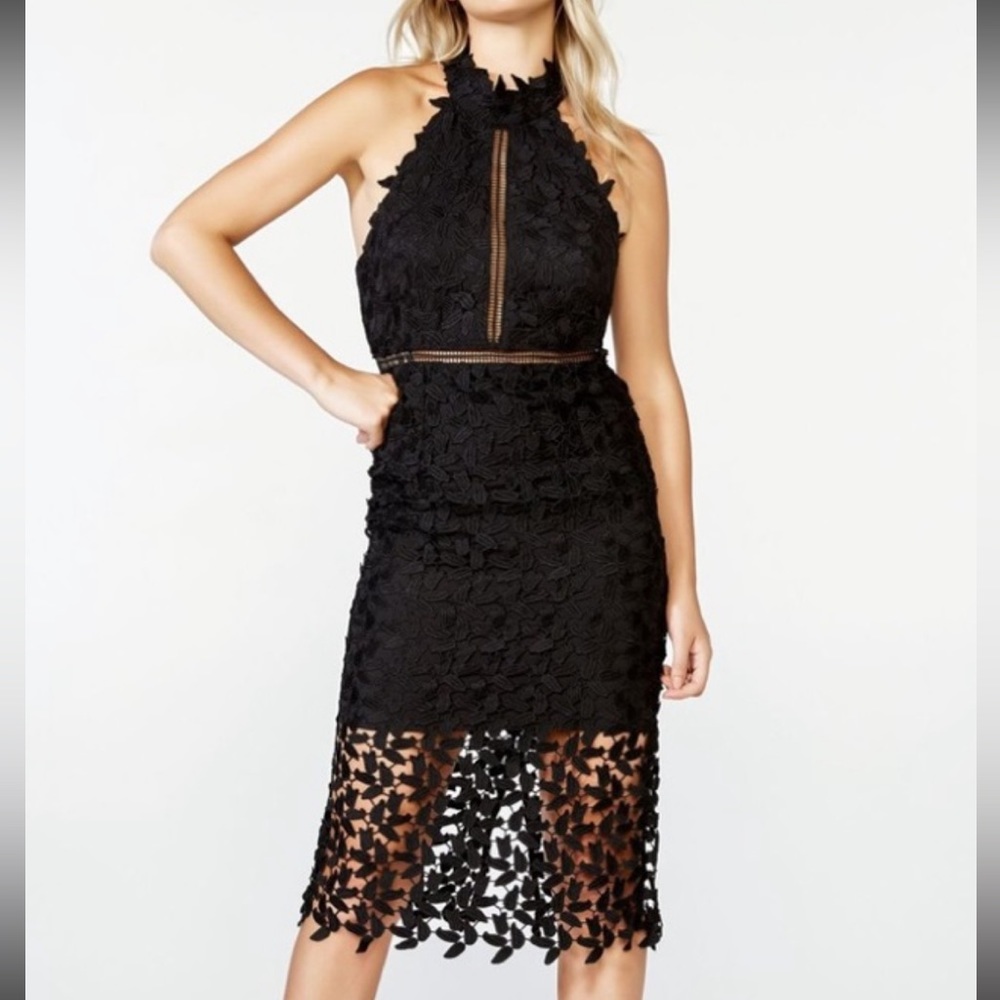 Bardot Noni Black Lace Halter Dress Size 6
